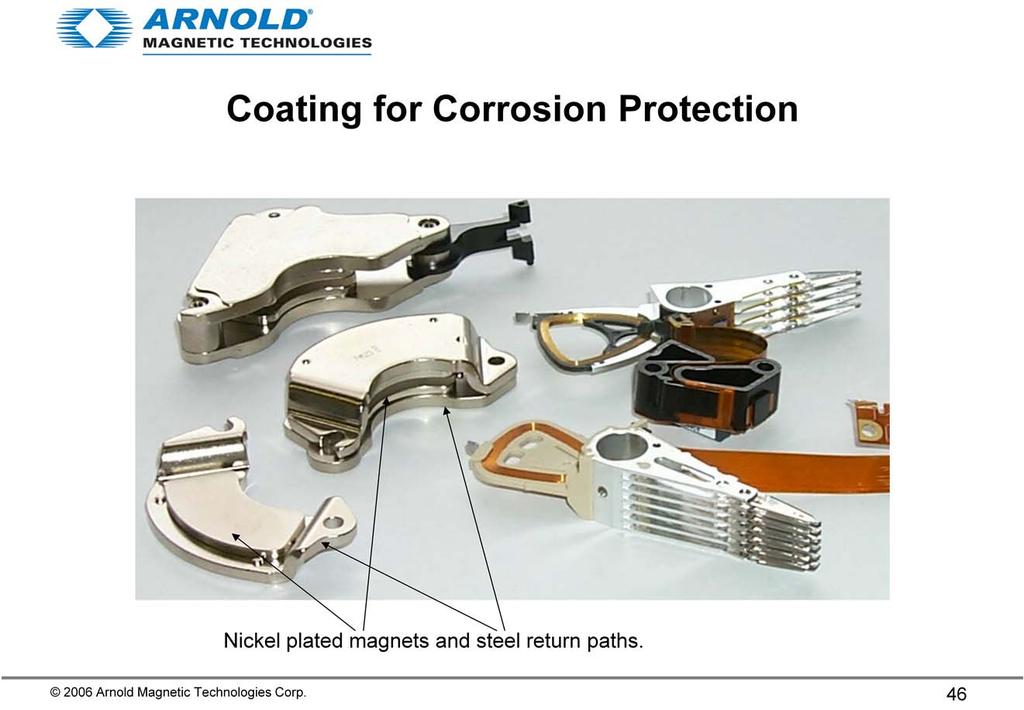 Although great strides have been made in improving the base NdFeB alloy, corrosion remains a serious issue. One method of reducing corrosion for all magnet types is coating.