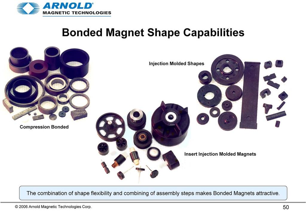 Bonded magnets are magnetically weaker and are, for the rare earths, more prone to corrosion. Why use them at all?