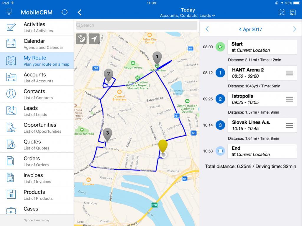 Maintenance & Repair Scenario Route Planning With the route planner, the technician can add scheduled activities on the map and get an estimated arrival time for each appointment.