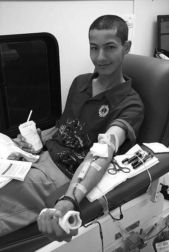 3 In blood donation, blood is taken from a vein in a person s arm and used to treat patients who need a blood transfusion US Federal Government The photograph shows a needle inserted into a blood