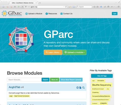 analyses/week GParc: GenePattern community repository ~100 community-contributed methods