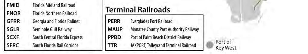 by rail. Projects have been undertaken by these ports in partnership with FDOT to develop onport and near-port Intermodal Container Transfer Facilities (ICTFs).