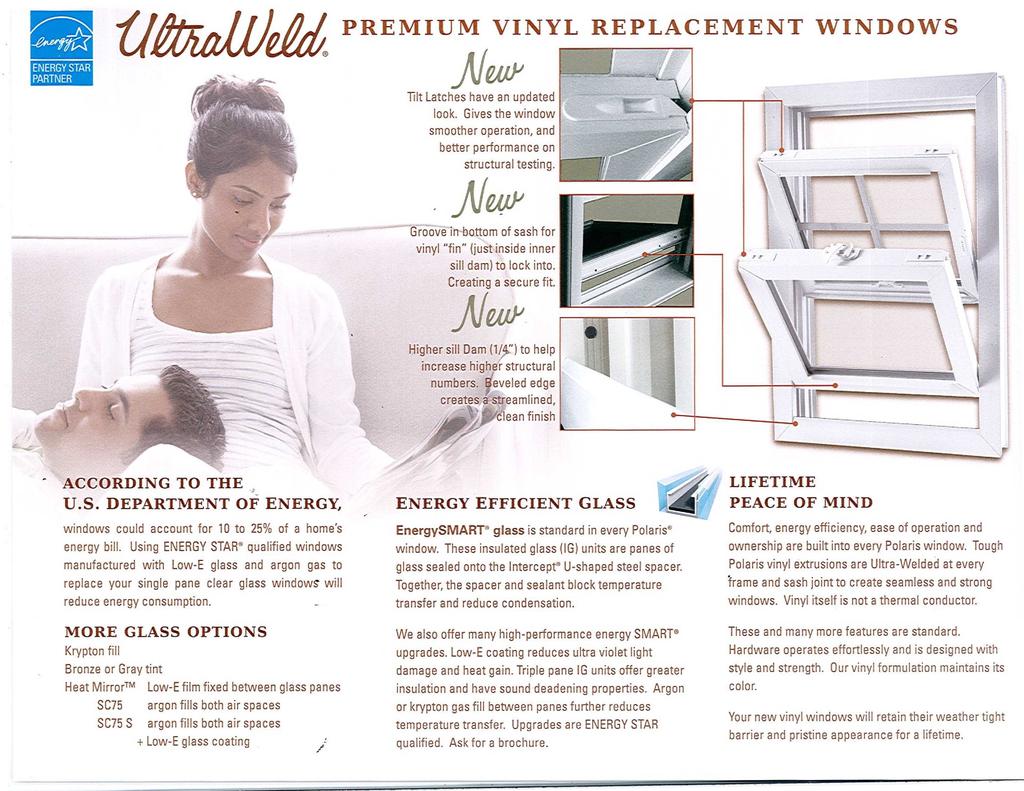 PREMIUM VINYL REPLACEMENT WINDOWS ENERGY STAR PARTNER aitai Tilt Latches have an updated look. Gives the window smoother operation, and better performance on structural testing.