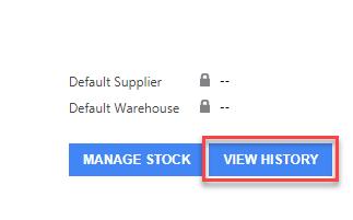 View Stock History You can view the stock transaction history of the product by clicking on View History button from the