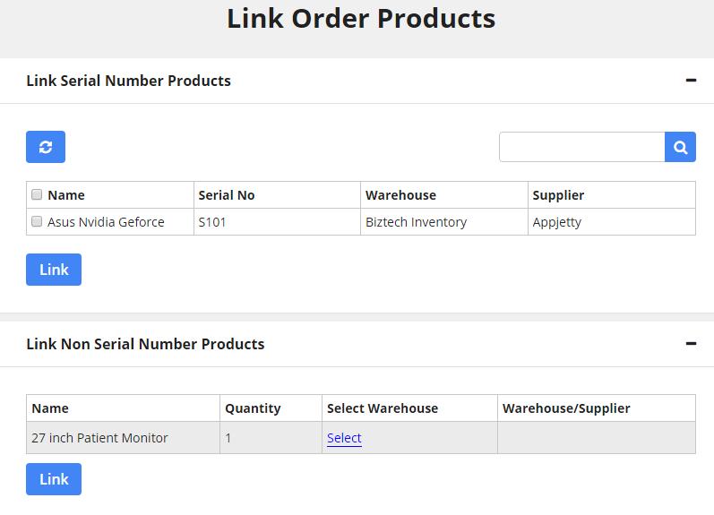 This will open a popup with the list of serial number products and list of non-serial number products.