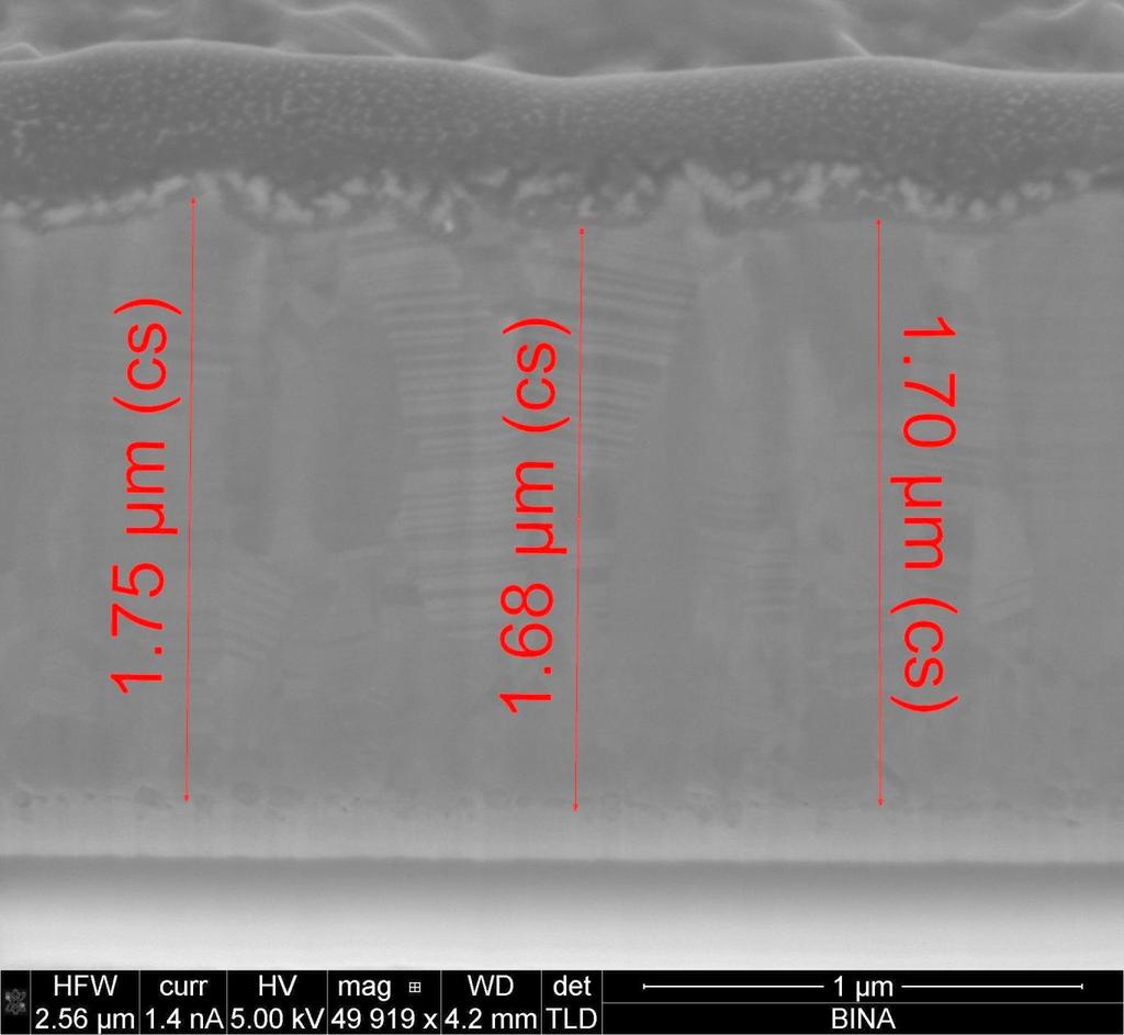 Cu deposition on ITO glass 10 Ohm/sq (FIB image) Glass Cross - section Cu ITO The Cu layer thickness here is 1.7 mkm.