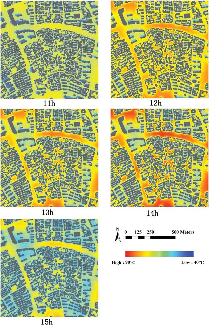 L. Chen et al. / Energy and Buildings 130 (2016) 829 842 839 Fig. 9. Hourly Tmrt maps from 11:00 to 15:00 for XNM.