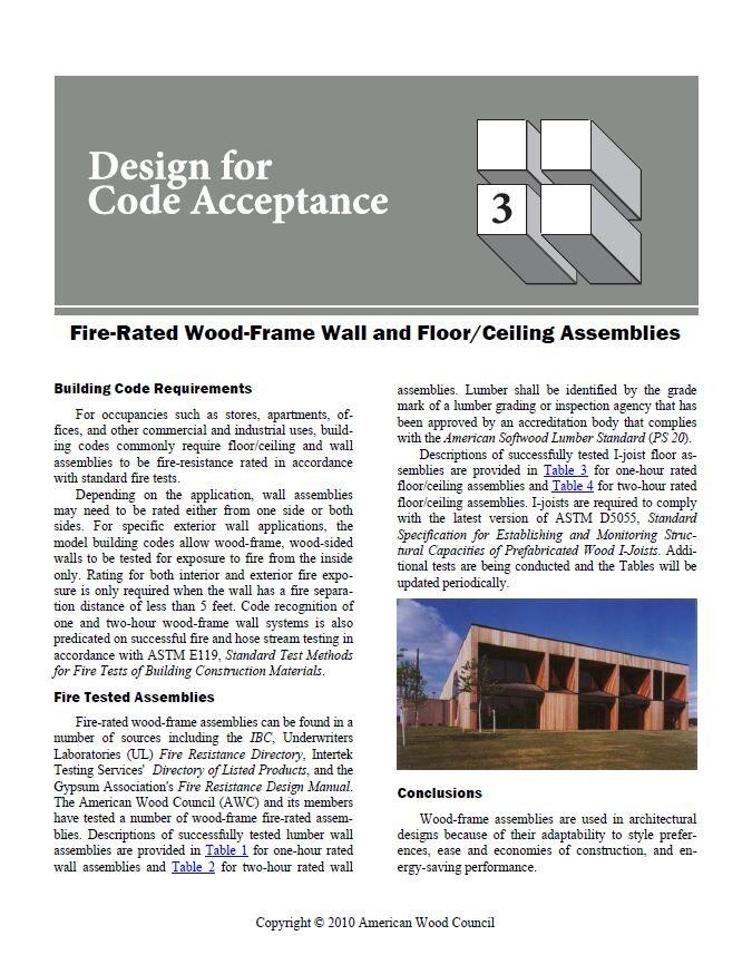 Documented in Approved Source DCA 3 Fire-Resistive Wood Wall