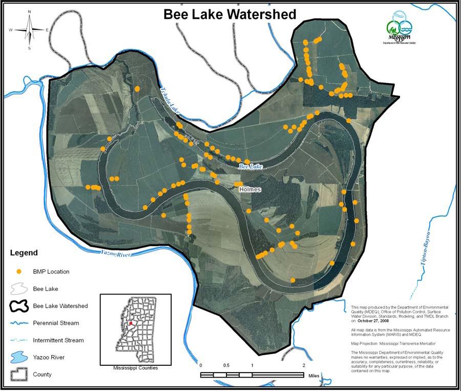 Bee Lake Watershed Watershed is located in southern portion of the MS Delta in Holmes County Watershed is