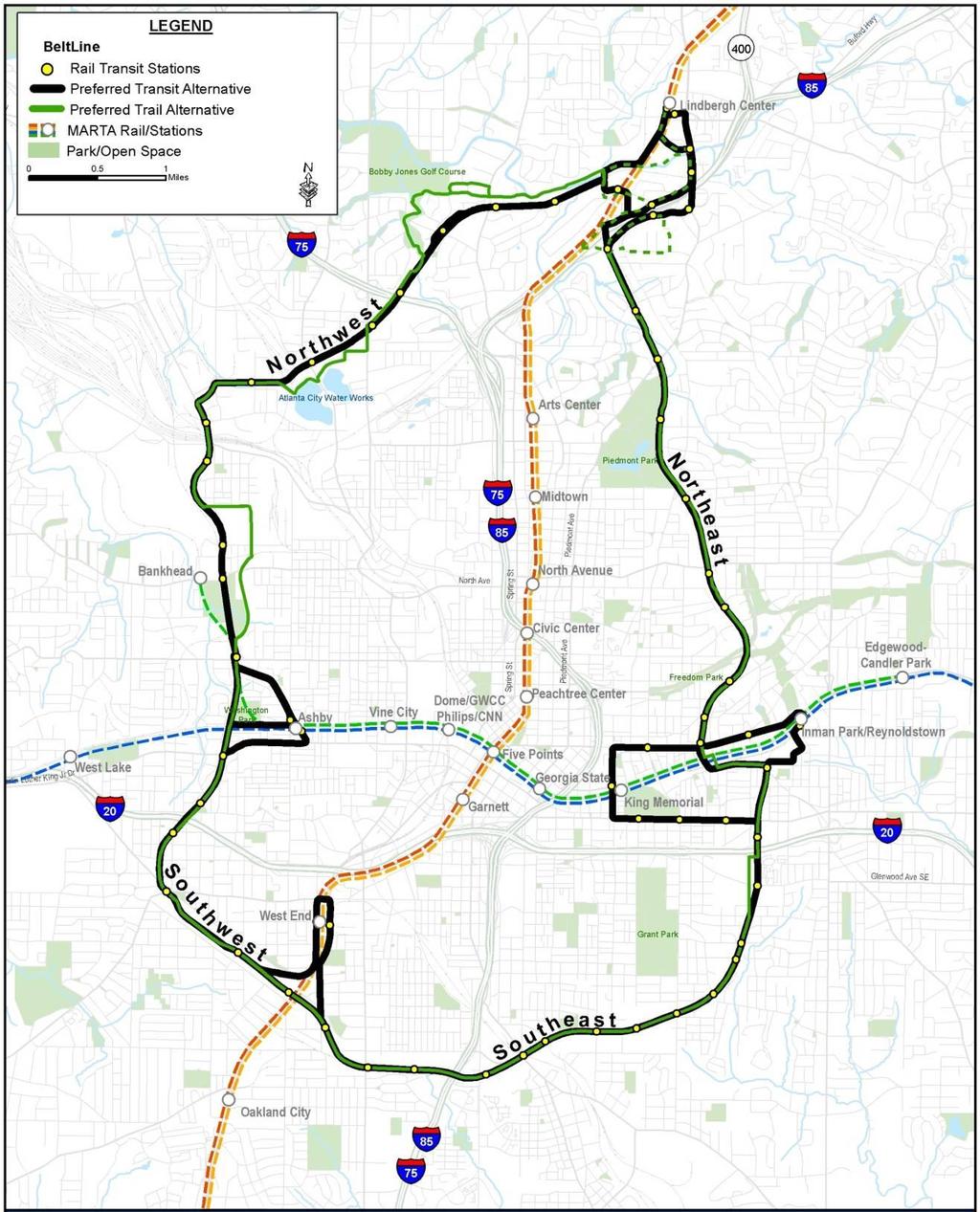 Figure 2-2: Preferred Transit and Trail Alternatives Source: AECOM