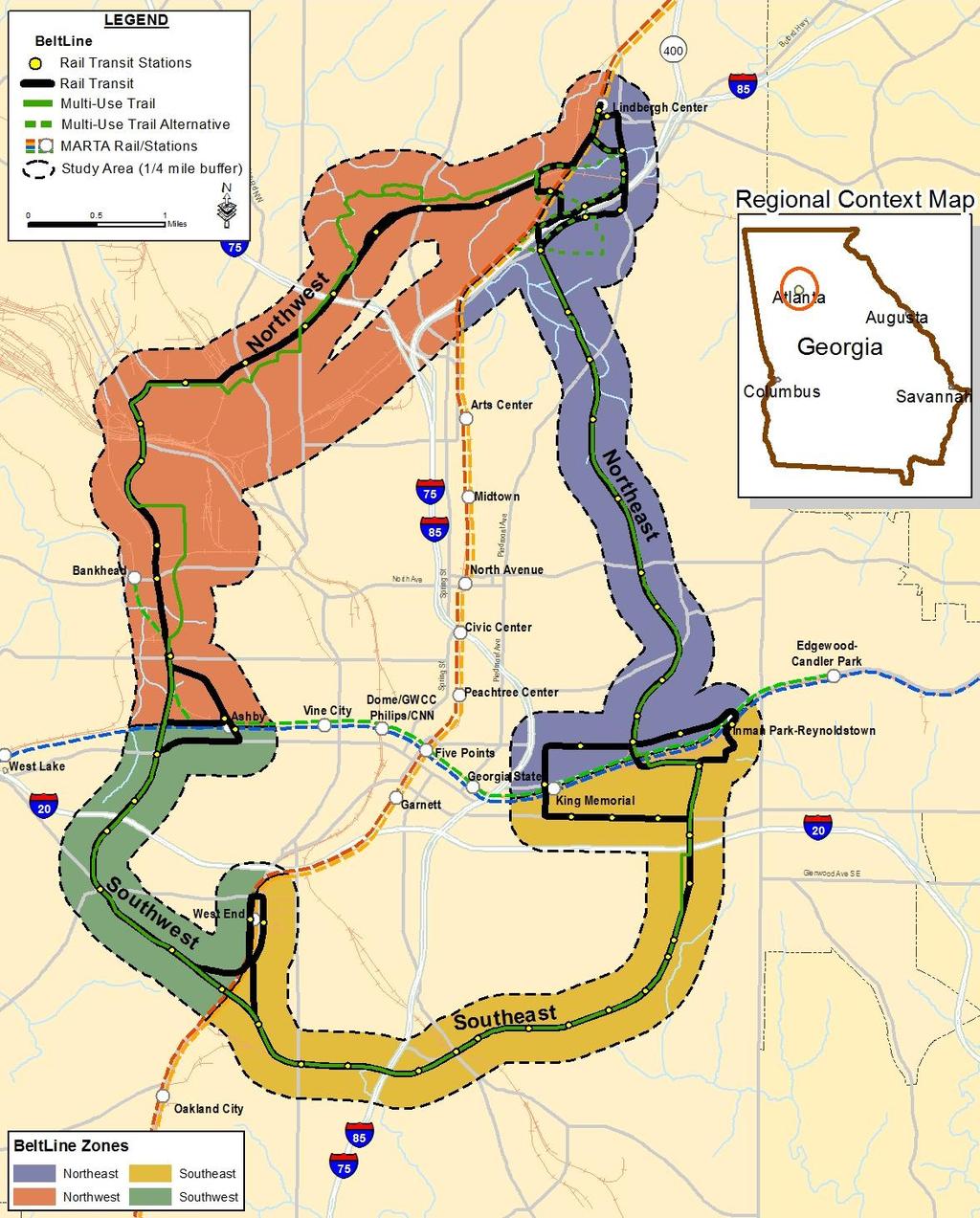 Figure 0-1: Atlanta BeltLine Study Area Map Source: AECOM/JJG Joint