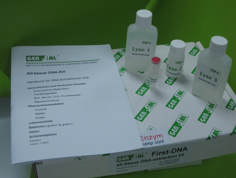 DNA-Extraction-Kits First-DNA all-tissue Kit The First-DNA all-tissue Kit is one single system that makes DNA extraction possible from various substrates such as blood, urine, semen, cell culture,
