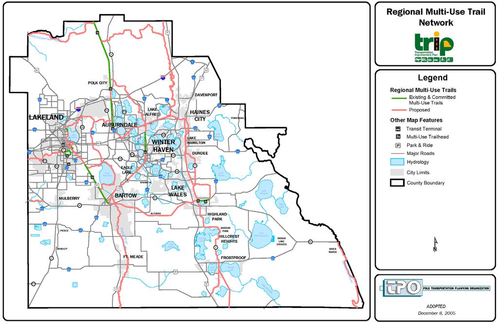 Polk County LRTP As identified in the Polk County 2030 TPIP the current multi-use trail system lacks connectivity.