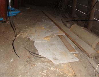 Asbestos cement sheet roof features may be accessible from the loft. Underfloor As with loft areas, heating equipment and electrics may be present below the floor.