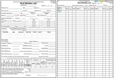 Pile Driving Record Form 700-010-60 October 2018 Pile Driving Inspector Release 10, Module 3-50 PILE DRIVING RECORD An important part of your job is to record information about pile driving