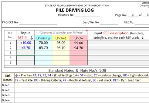 Reference Inputs and Notes October 2018 Pile Driving Inspector Release 10, Module 3-63 Here you input reference changes.