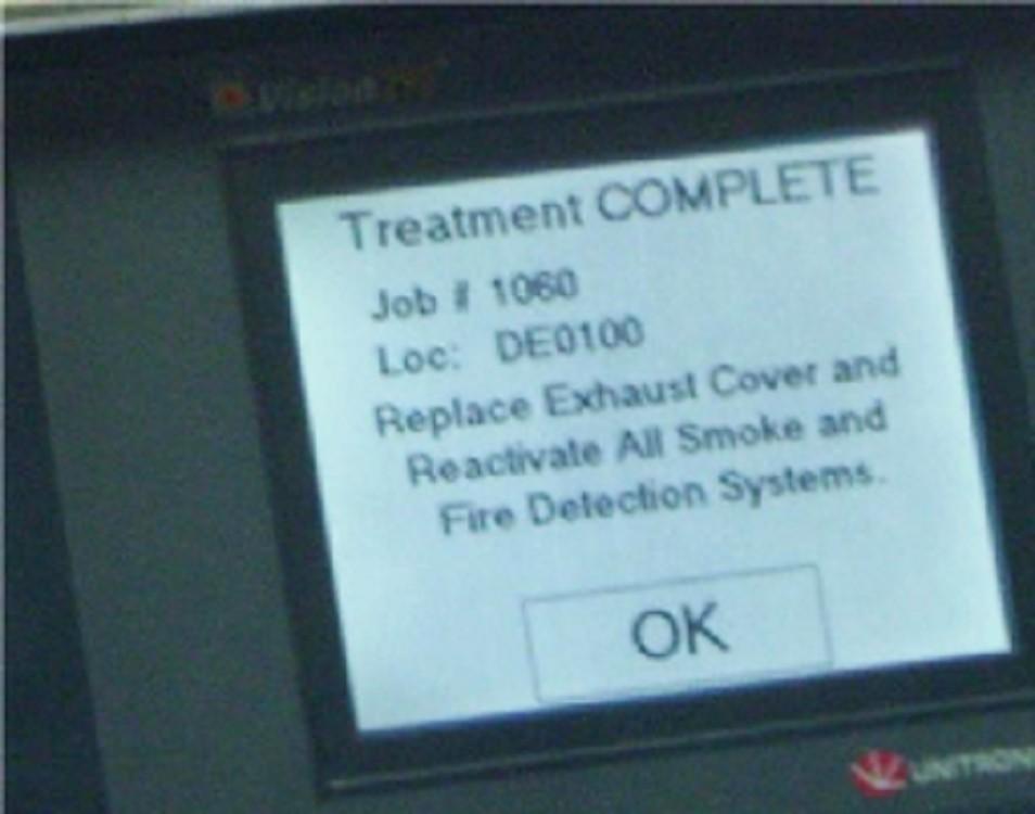 CUSTOMER SAMPLE ANALYSIS REPORT Page7 of 8 The Zimek system was programmed before the treatment; there was nobody inside the room at the time of the treatment because the equipment was controlled