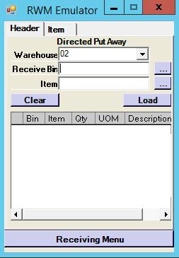 Directed Put Away The following procedure applies only if you are using the Directed Put Away function. 1. Select Directed Put Away from the Receiving menu on the handheld.