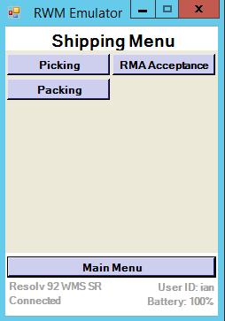 Shipping Menu Picking Only items that have been released to WMS can be picked for shipping.