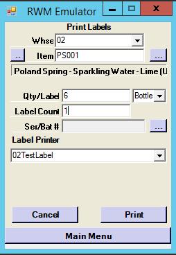 Label Printing This program allows you to print item labels for receiving or shipping.
