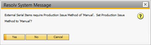 Next you will need to go to the Production Data tab and set the Issue Method to be Manual.