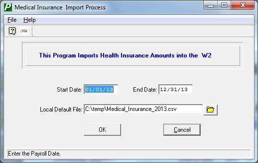 On the W-2 Processing window, click the Edit W2 History File folder to import the total benefit cost into the