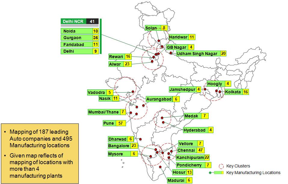 Mapping of Production Centres ENGINEERING AUTO Mapping of 148 leading Engineering companies