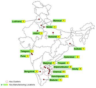 TELECOM Mapping of 48 manufacturing locations of 16 leading FMCD companies Mapping of 159