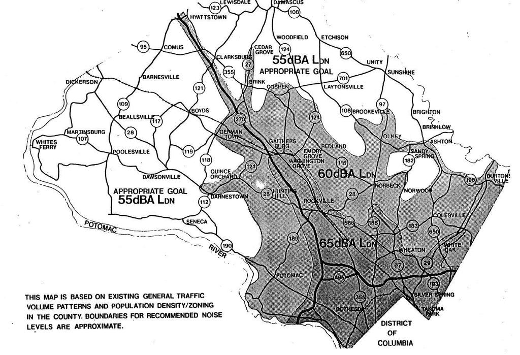 Figure 1: Map 2-1 from Staff Guidelines for the Consideration of Transportation Noise Impacts In
