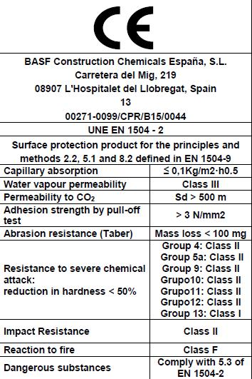 From 16/12/1992 BASF Construction Chemicals Italia Spa operates under the Quality System in compliance with European Standard UNI-EN ISO 9001.