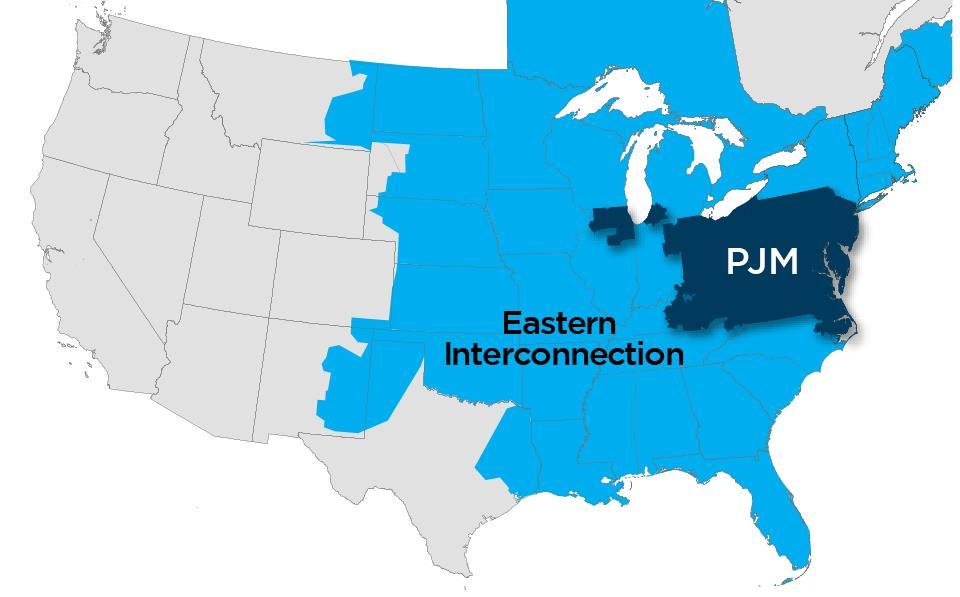 PJM as Part of the Eastern Interconnection Key Statistics Member companies 1,040+ Millions of people served 65 Peak load in megawatts
