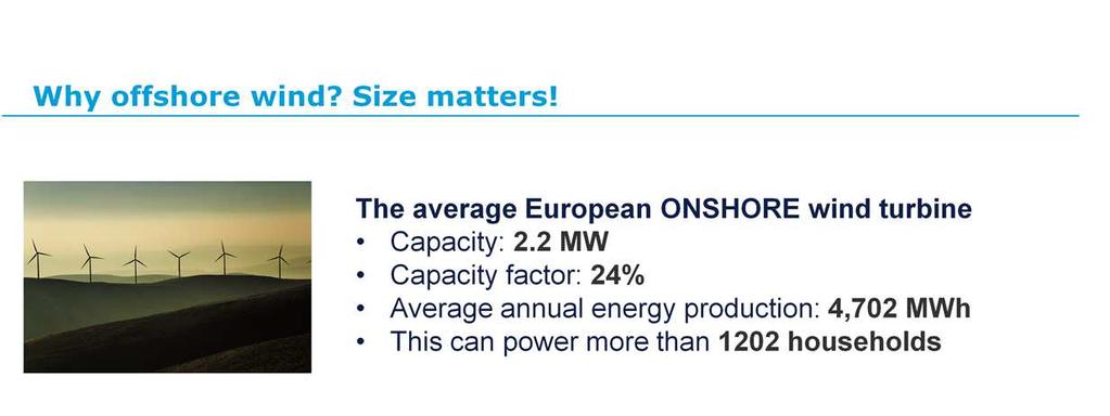 01 June 2015 So why should one go offshore? This is an example that was presented on the EWEA (European Wind Energy Association) Conference.