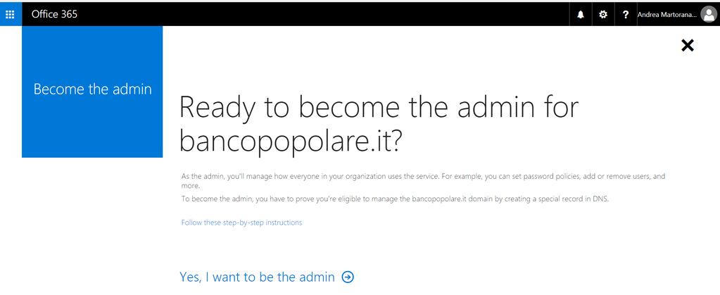 Office 365 admin center To be acknowledged as Global Admin, your account needs to be marked as