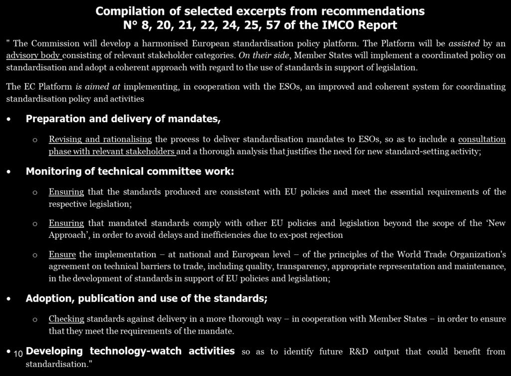 The IMCO report makes explicit a number of interesting reforms. They are more easily visible after aggregating part of the Report's content in the way shown above.