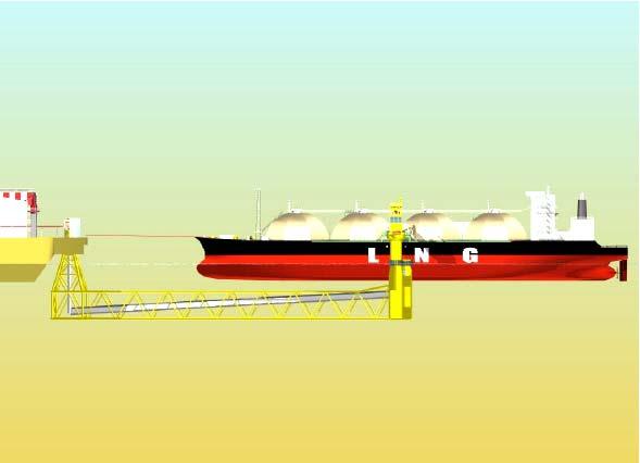 The LNG subsea pipelines would be routed through the central structural member from the seabed to the bottom of the swivel located at the turntable.