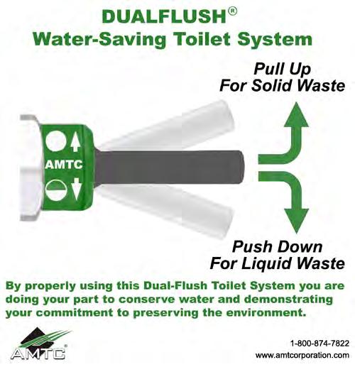 6 GPF water closets (save up to 30% when flushed for liquid