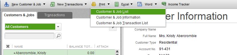 For example, if the Customers & Jobs list is expanded and sorted by balance total, QuickBooks prints the expanded list sorted by balance total.