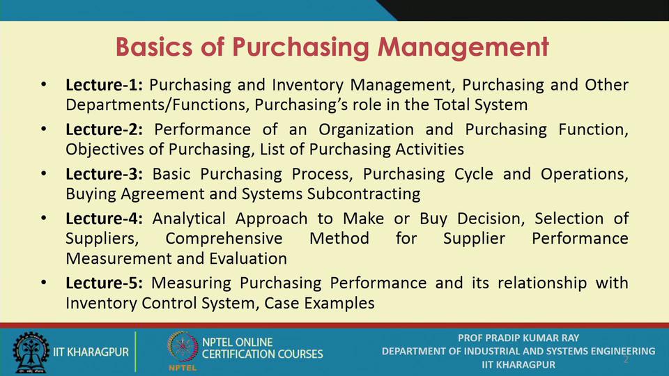 Management of Inventory Systems Prof.