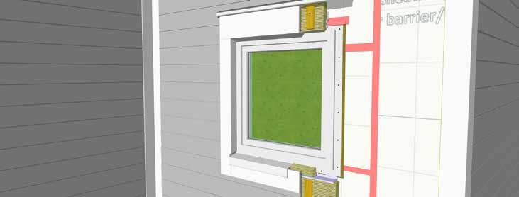 Flange Mounted Window 6" 1 2 1. Typical wood frame construction at sheathing stage. 2. Install starter strip of sheathing membrane below the window rough opening.