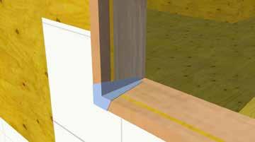 Install starter strip of sheathing membrane below the window rough opening. Slit sheathing membrane to cover underside of window buck-out.