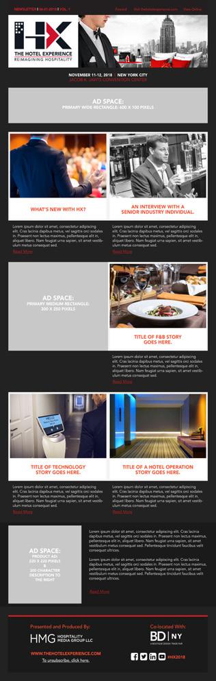 NEWSLETTER The original content will include 500 word articles on: F&B, technology and hotel operations.
