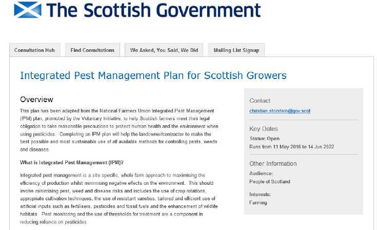 On-line planning IPM tool for
