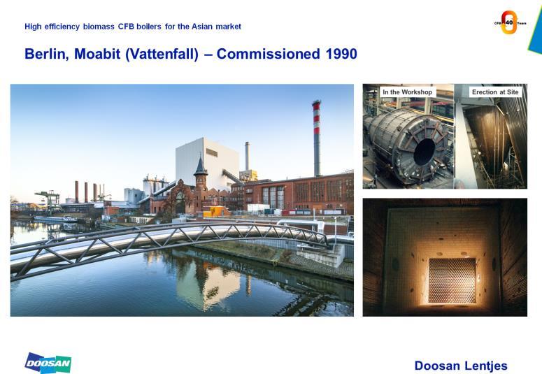 Berlin CFB, Example for retrofit of exiting CFB to Biomass Co-firing As a good example for a successful retrofit from coal fired CFB system to a co-combustion plant, the German