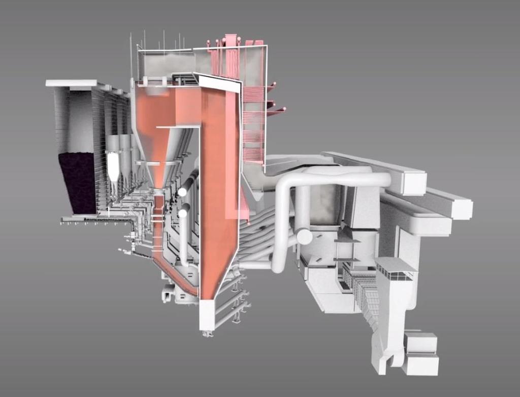 Doosan Lentjes CFB Process Fuel combustion in a Circulating Fluidized Bed system takes place in a vertical chamber referred to as the Combustor, in which the fluidization of the fuel and the fuel