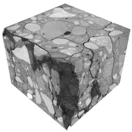 The change of the cracking surface width in the concrete cube after 70000 cycles of loading is presented in Figure 9.