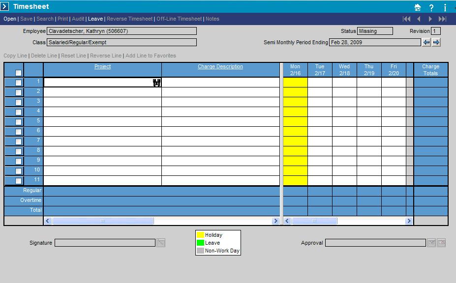 Entering Daily Time - Add Projects to Charge All employees use the Timesheet page to record time.