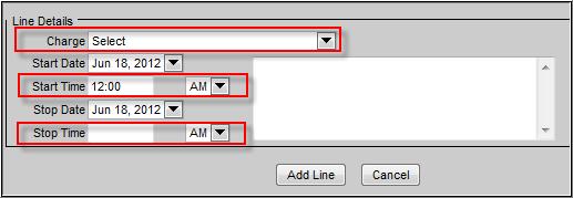 Click the Add Line link to enable the fields in the Line Details section.