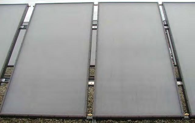 Glazed Flat Plate Collectors Contains frame, window, absorber, piping, brackets, insulation, gaskets, screws Made of glass or polymers, aluminum, steel, copper,