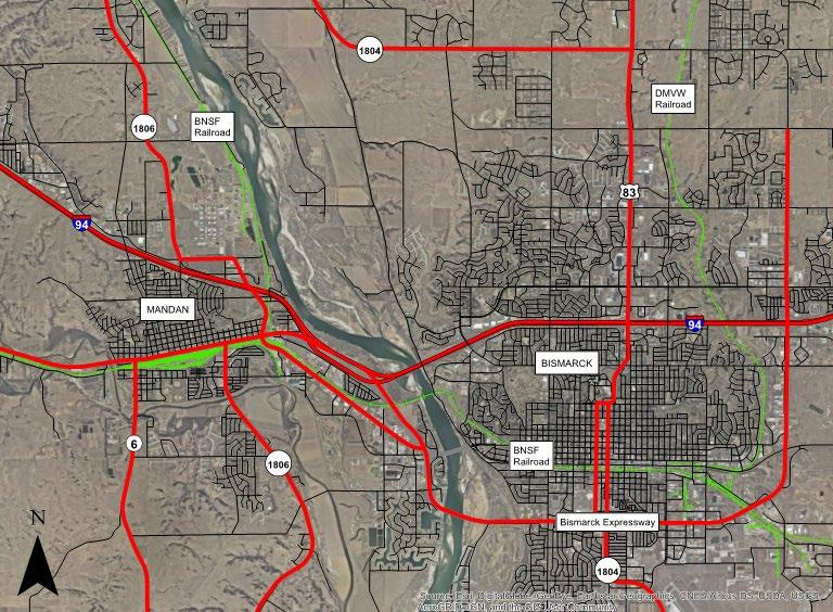 Identification of Key Issues Characteristics and Needs The Bismarck-Mandan MPO region is intersected by Interstate 94, which runs east and west and experiences the area s most prominent freight