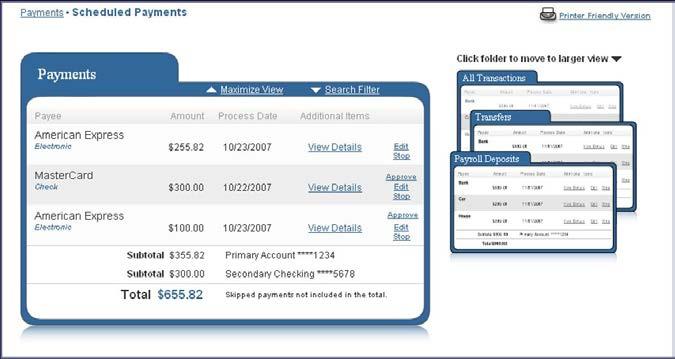 Finally, under the Single Payment button, the business user can choose to Edit a Scheduled Payment.
